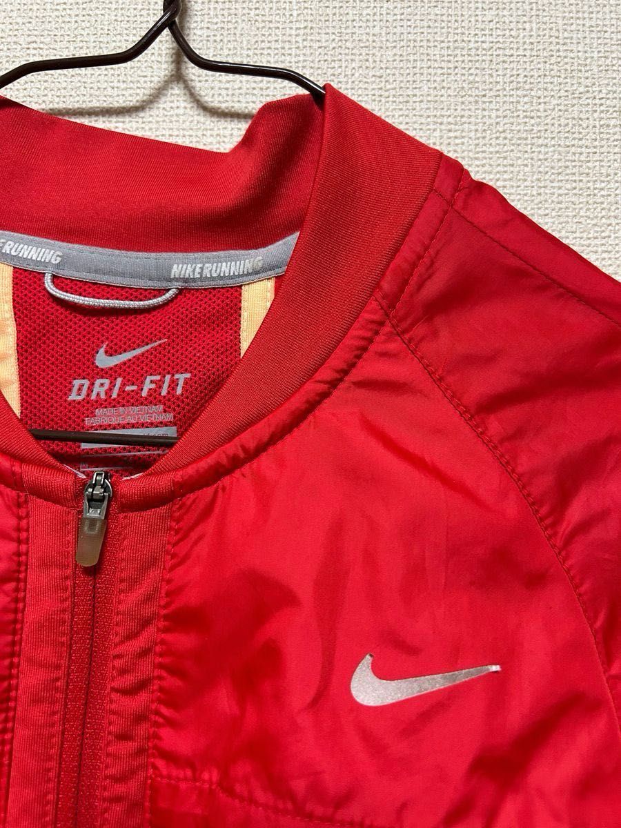 NIKE(ナイキ) ウィンドブレーカージップアップジャケット レディース Mサイズ  DRY FIT  ゴルフテニスダンス赤RED