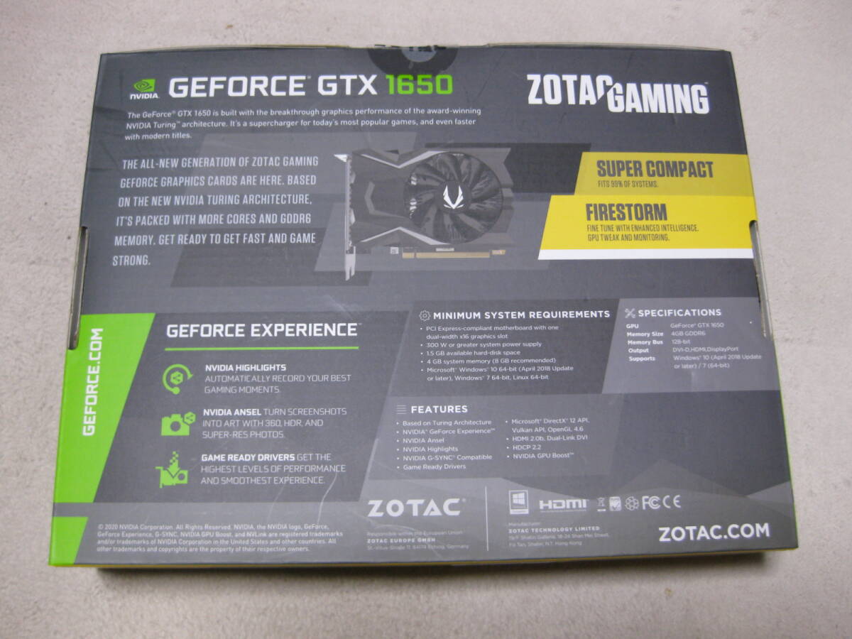 補助電源不要！■ZOTAC GAMING GeForce GTX 1650 OC GDDR6 ZT-T16520F-10L【PCIExp 4GB】オーバークロックエディション_画像10