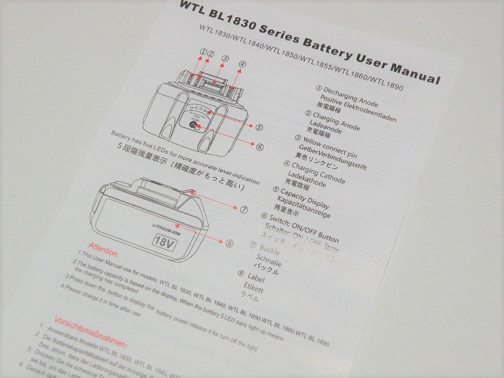 Waitley マキタ18v互換バッテリー２個セット BL1860B 大容量6000mAh 20650セル高負荷 WTL1860リチウムイオンバッテリーマキタ18v電動工具用_画像5