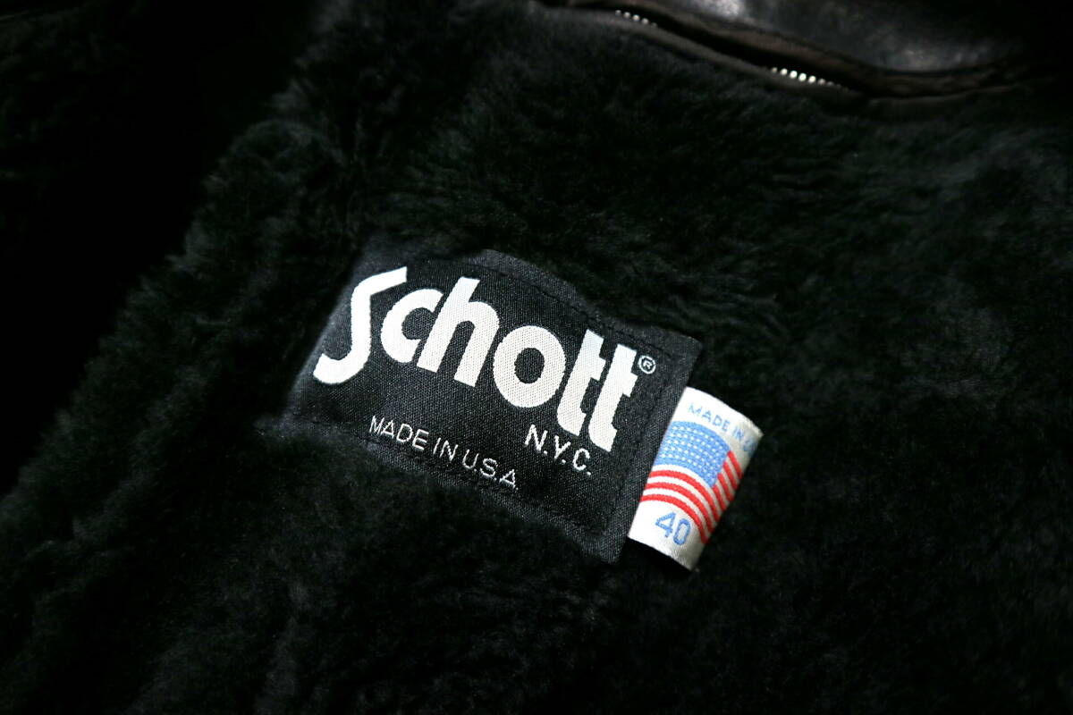 訳あり（やや硬化）/良好！◆USA製 Schott ショット 141 牛革 レザーライダースジャケット◆40（L相当：身長174-176センチ位、W80まで）_画像8
