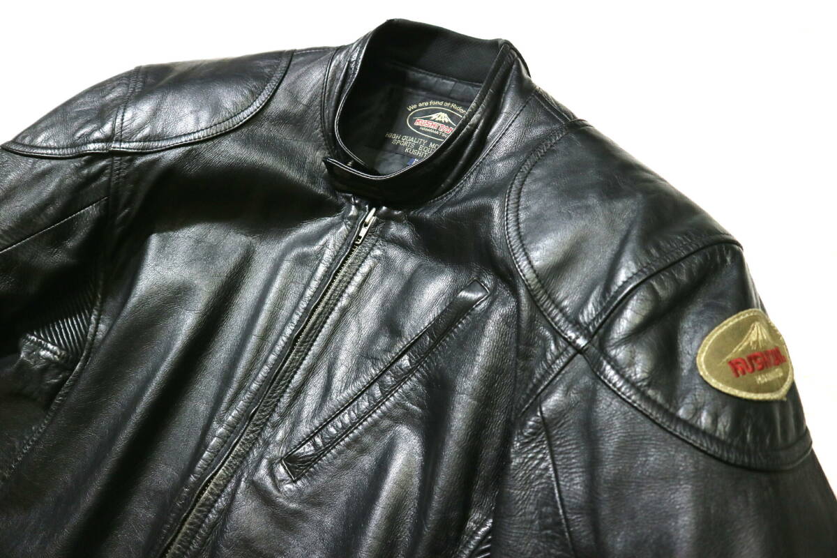  a little rough / excellent!* made in Japan KUSHITANI Kushitani cow leather leather lai DIN g jacket *L size corresponding ( inscription LL: height 173-176 centimeter rank )