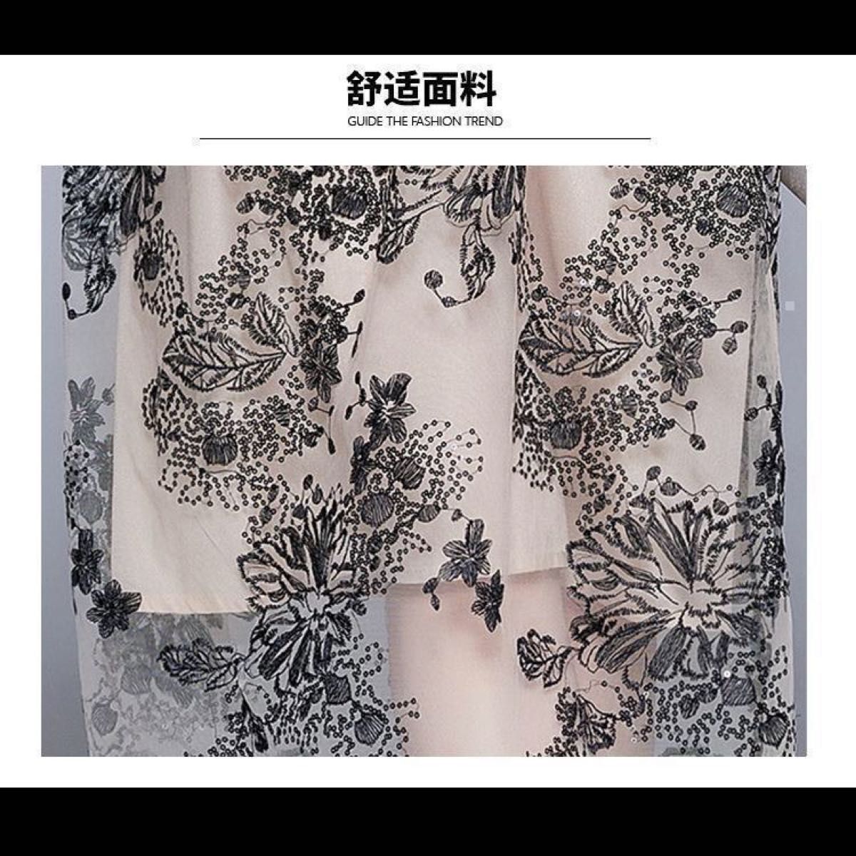 661【大人気】花柄　ドレス　パーティー　成人式 結婚式 韓国  上品  二次会　シフォン　体型カバー　ワンピース　レース　刺繍