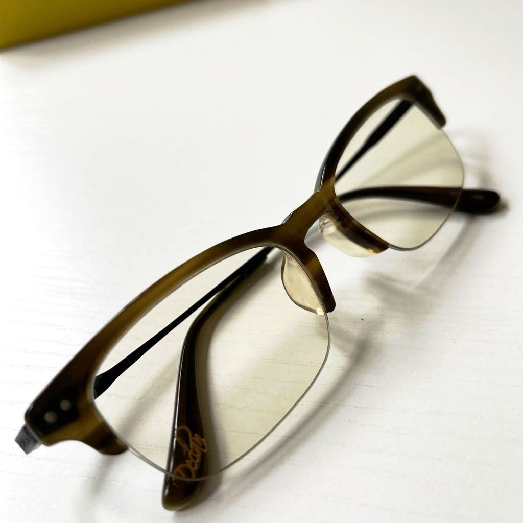 【美品】 JINS CLASSIC Acetate&Metal ハーフリム 度入り メガネ 眼鏡 ブルーライトカット メガネフレーム ライトスモーク ケース付 老眼鏡_画像8