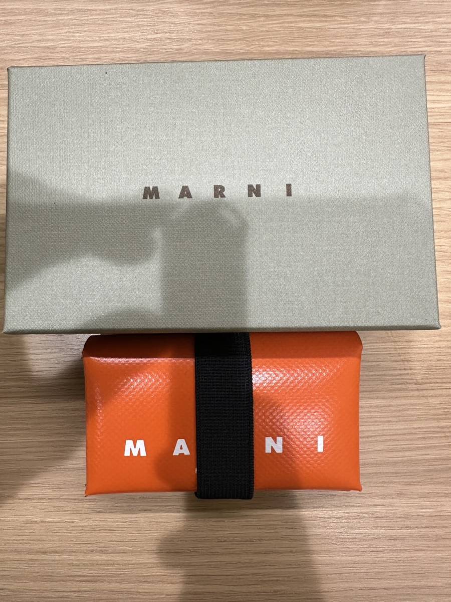 【JV6323】MARNI マルニ 三つ折り オリガミ コインケース 小銭入れ メンズ レディース 男女兼用 オレンジ色 箱付き 保管品 現状品_画像1