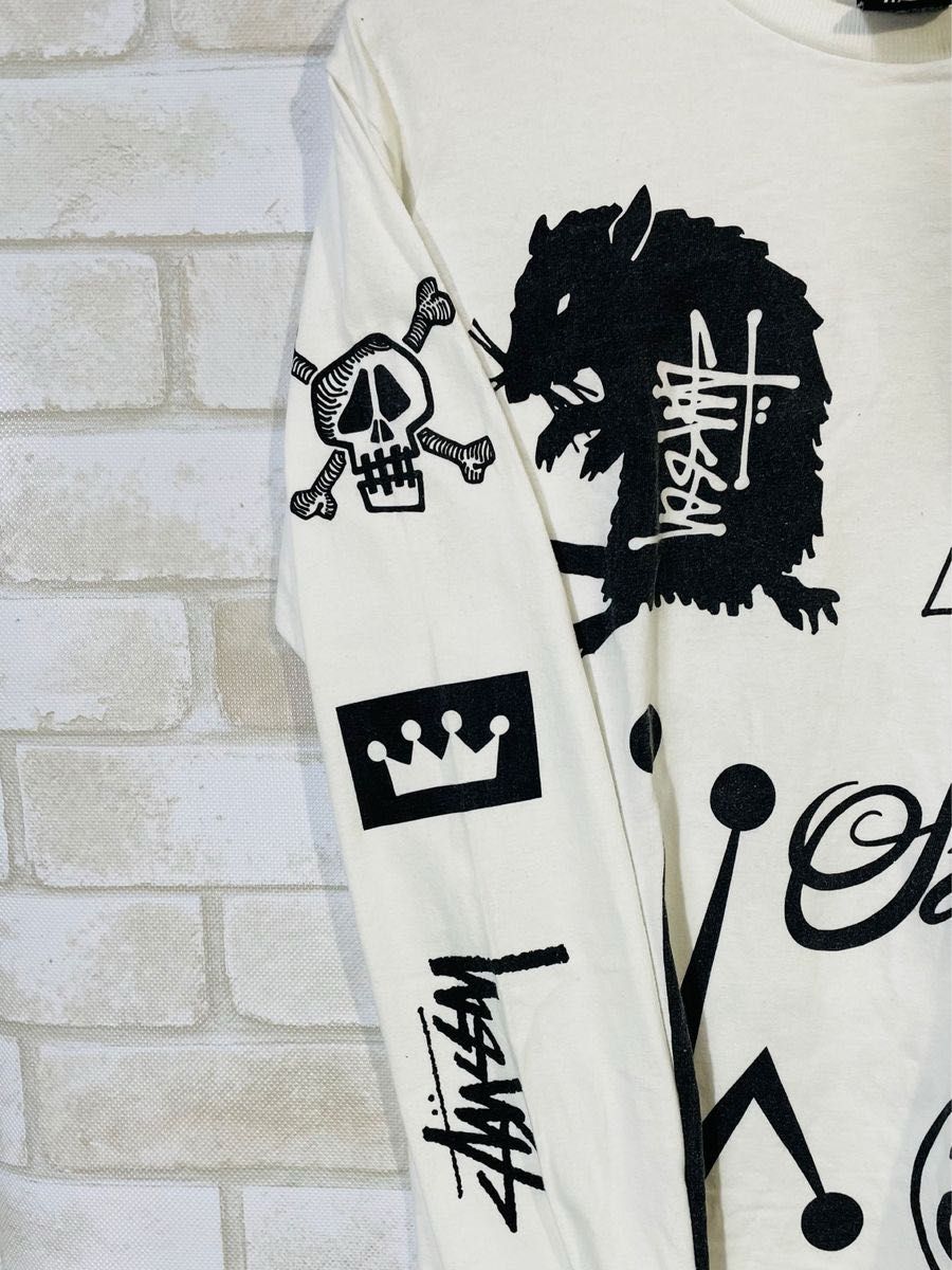 stussy】ステューシー 激レア ロゴ総柄 8ボール Tシャツ ロンT stussy】ステューシー 激レア ロゴ総柄 8ボール Tシャツ ロンT