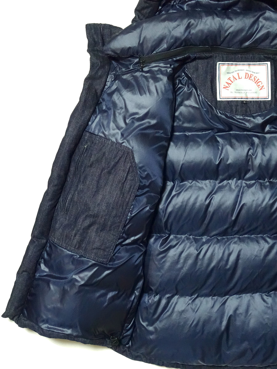 NATAL DESIGN ネイタルデザイン × NANGA ナンガ【IGLOO DOWN JACKET DENIM イグルーダウンジャケット デニム Lサイズ】日本製 パーカー_裾はドローコードで絞る事が可能です