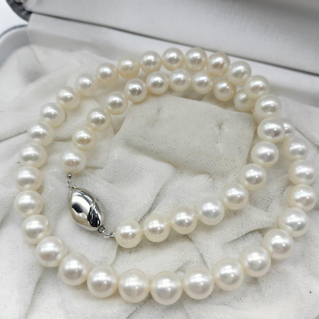 本真珠 ラウンド パール ネックレス 8mm〜8.5mm シルバー SILVER 刻印 刻印 本真珠 冠婚葬祭 ホワイト 白 pearl necklace _画像1