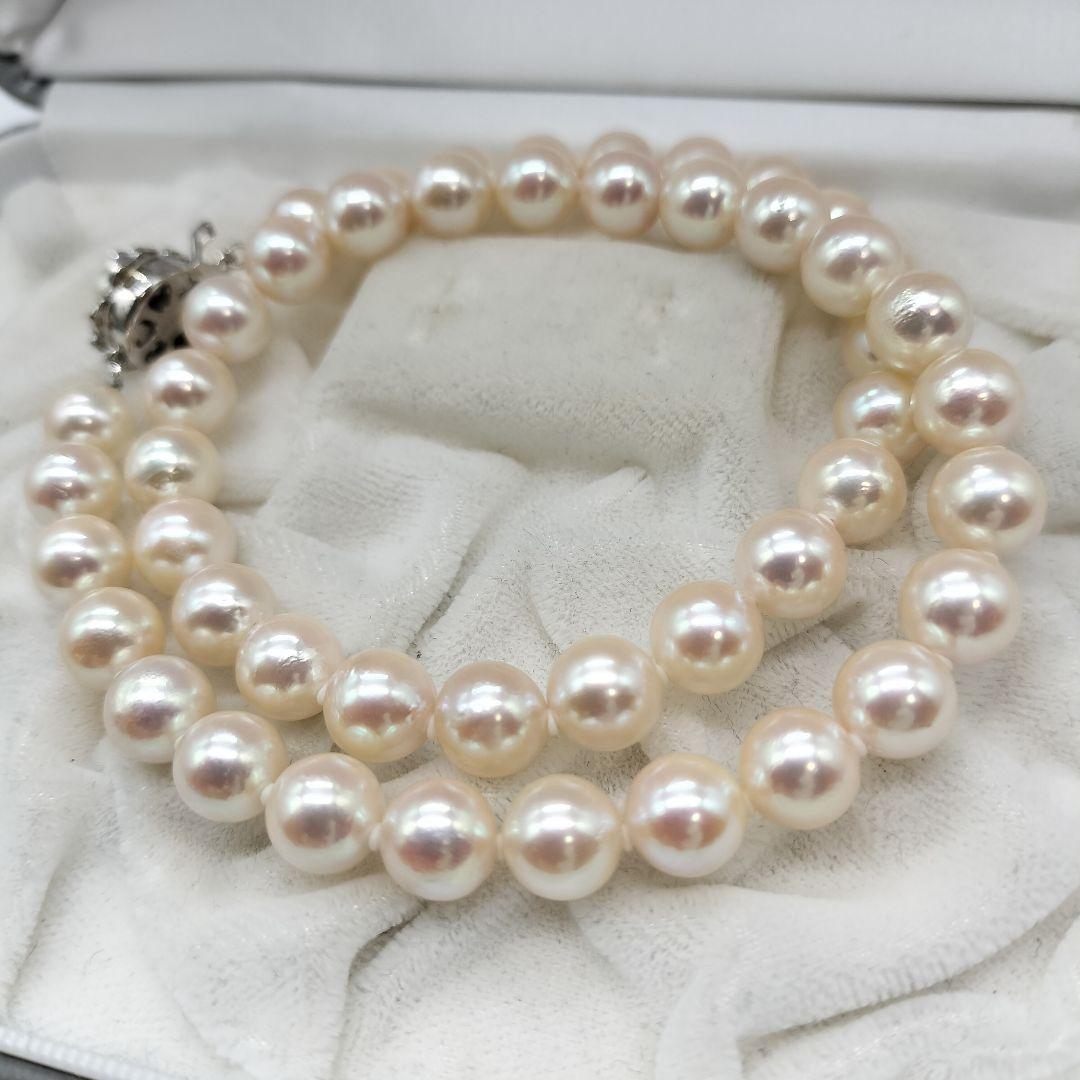 照り強 大粒 本真珠 パールネックレス シルバー刻印 8.5-9mm ホワイト-