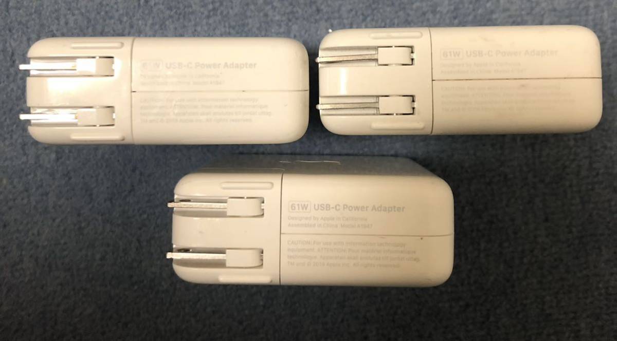 3個　セット　Macbook用 Retina Apple 純正 USB-C電源アダプタ61W A1947_画像2