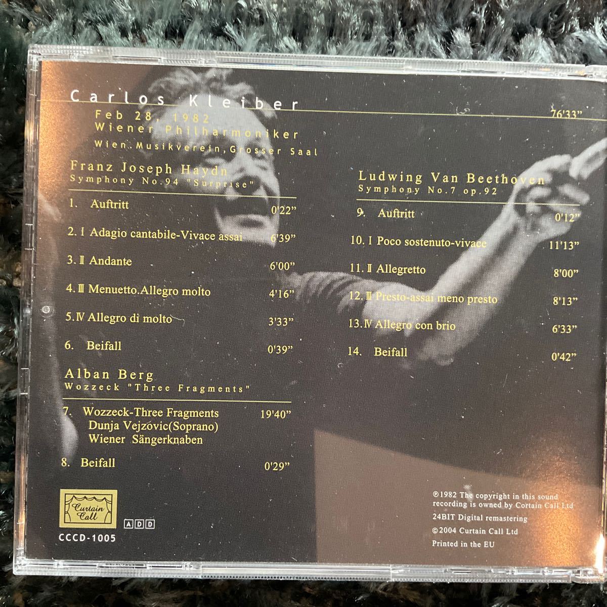 希少 Curtain Call正規盤 カルロス・クライバー　ベートーヴェン　交響曲第７番他　ウィーンフィル　1982年 2月28日 LIVE_画像2