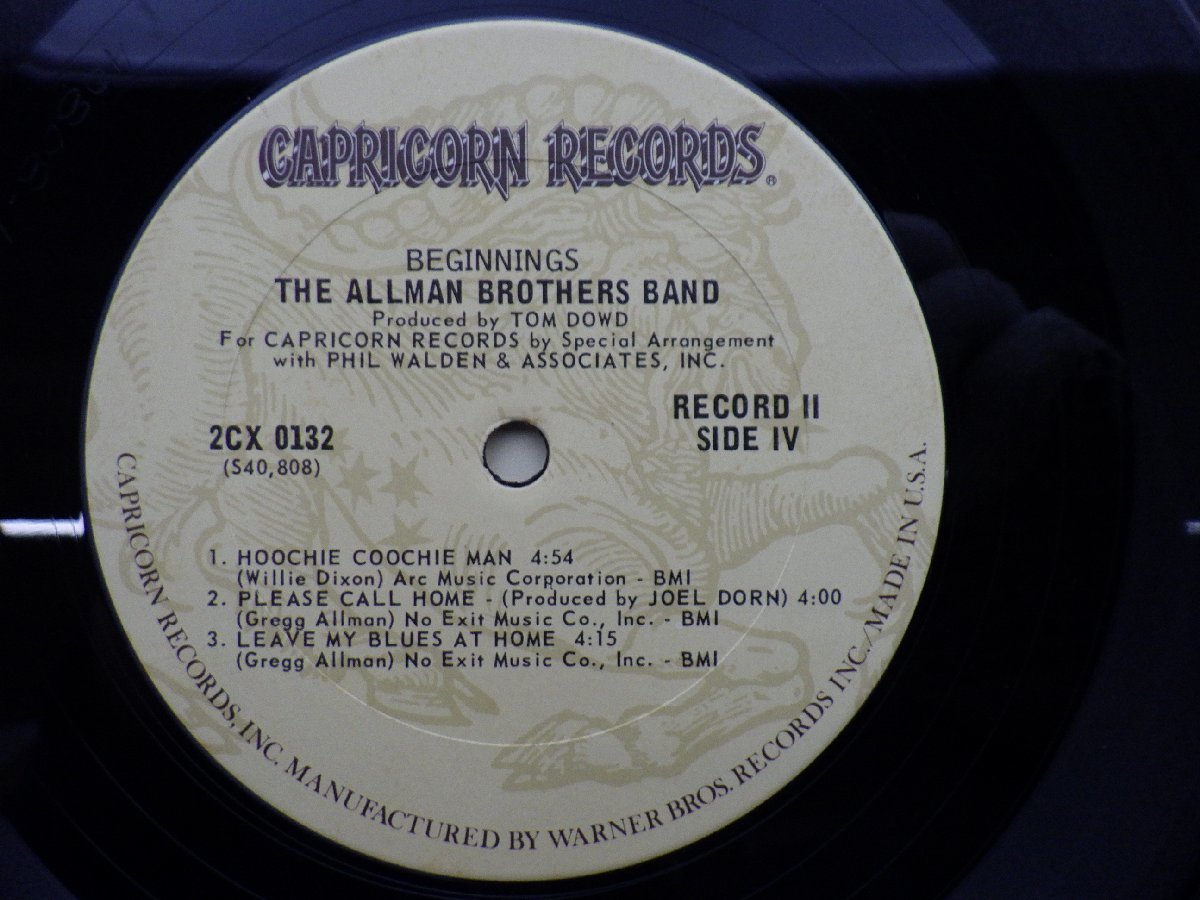 Allman Brothers Band(オールマン・ブラザーズ・バンド)「Beginnings(ビギニングス)」LP（12インチ）/Capricorn Records(2CX-0132)_画像2