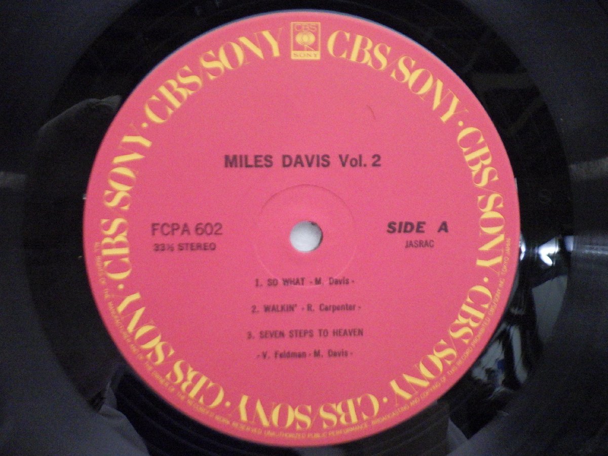 Miles Davis「Miles Davis Vol. 2」LP（12インチ）/CBS/Sony(FCPA 602)/Jazz_画像2
