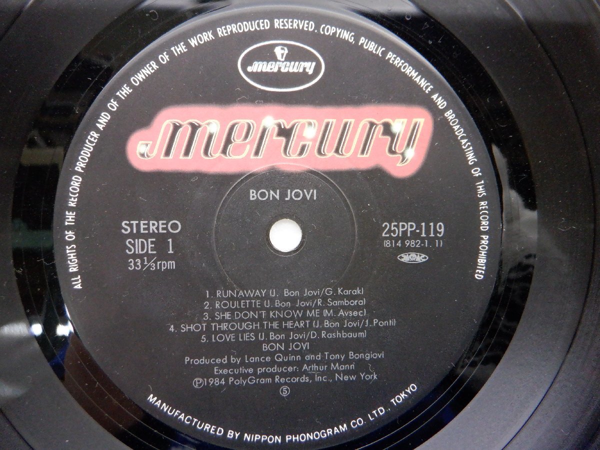 Bon Jovi(ボン・ジョヴィ)「Bon Jovi(夜明けのランナウェイ)」LP（12インチ）/Mercury Records(25PP-119)/洋楽ロック_画像2
