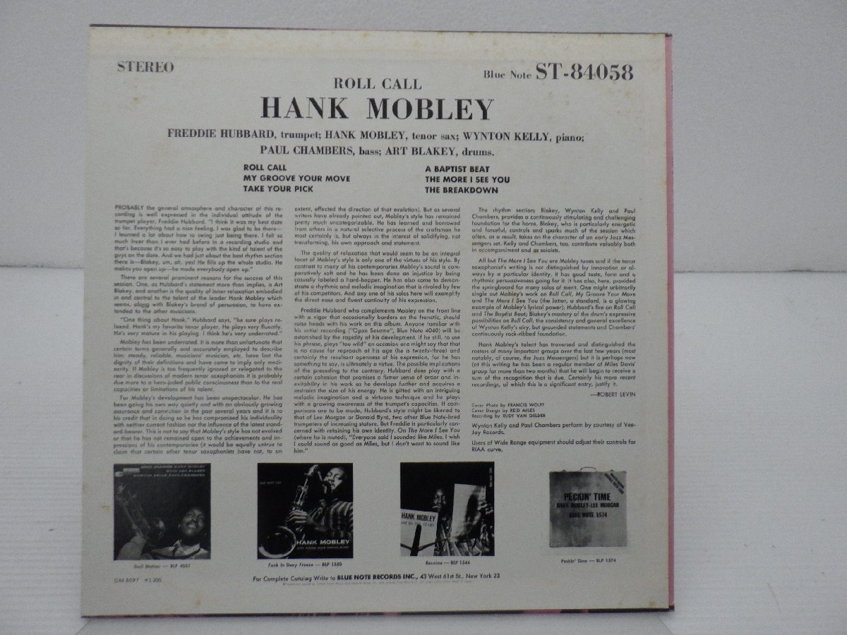 Hank Mobley「Roll Call」LP（12インチ）/Blue Note(BST 84058 / GXK 8097)/ジャズ_画像2