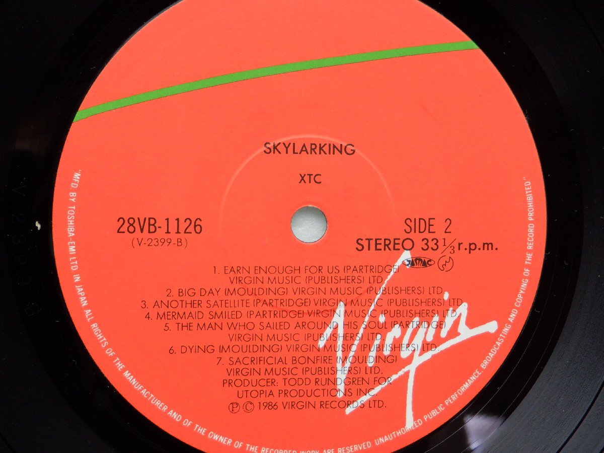 XTC「Skylarking」LP（12インチ）/Virgin(28VB-1126)/Rock_画像2