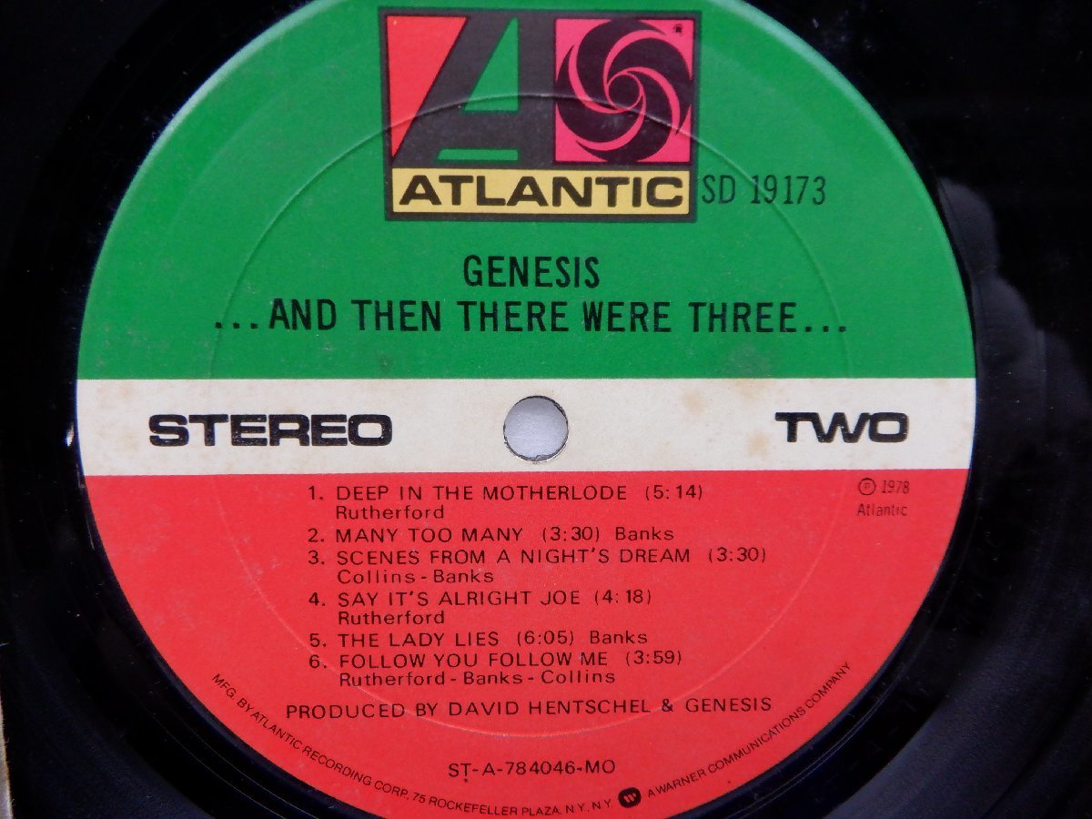 Genesis「...And Then There Were Three...」LP（12インチ）/Atlantic(SD 19173)/洋楽ロック_画像2