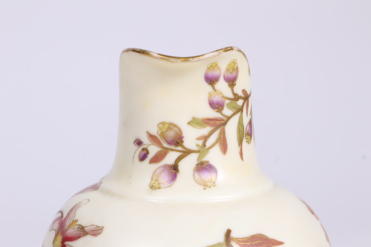 十九世紀イギリス ロイヤルウースター窯 金彩色絵草花花文花生 共箱 / RoyalWorcester フラワーベース 花器_画像4