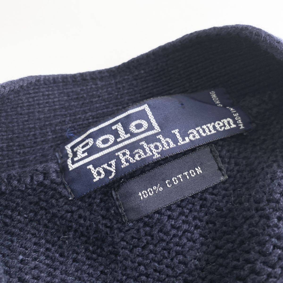 Vb11 大きいサイズ Polo by Ralph Lauren ポロラルフローレン Vネックカーディガン ネイビー メンズ ミニポニー コットン トップス 羽織_画像6