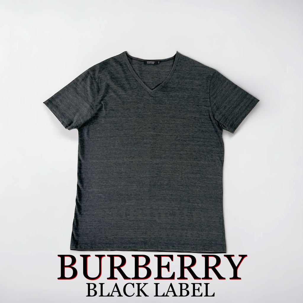 美品 BURBERRY BLACKLABEL 日本製 Vネック Tシャツ 半袖 カットソー バーバリー ブラックレーベル 三陽商会 正規品 ロゴ プリントの画像1