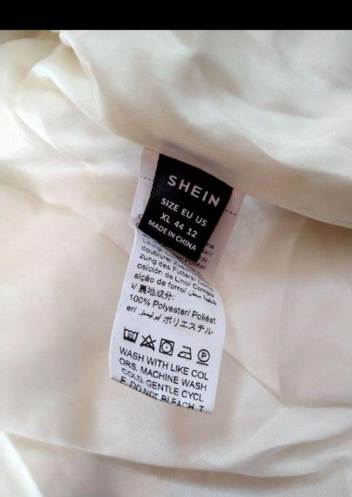 SHEIN シングルボタン ふわもこテーラードジャケット　ホワイト