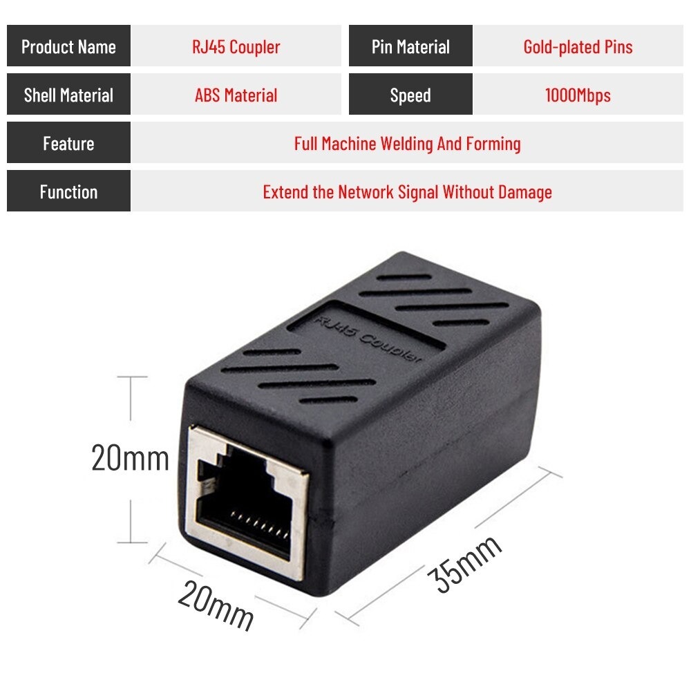 LANケーブル 中継アダプタ 延長コネクタ cat6 cat5e ギガビット イーサネット対応 RJ45 LAN端子 1Gbps 1000Mbps メス-メス 1個_画像3