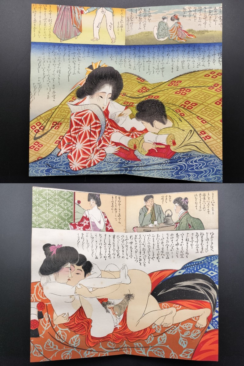 大正期春画【全13図 1冊】大判 浮世絵 銅版画 艶本 枕絵 秘画 裸婦 男根 春宮図 錦絵 _画像5