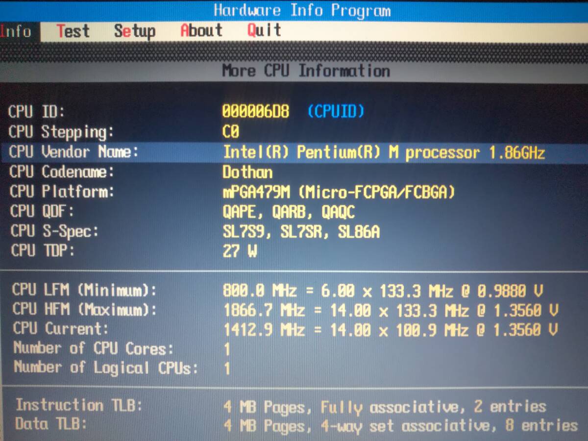 インテル Intel Pentium M 750 SL7S9 1.86GHz 2MB FSB 533MHz ② ピンに歪みが 少しあります_SL7S9