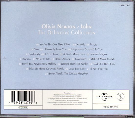 オリビア・ニュートン・ジョン/Olivia Newton-John「The Definitive Collection」ベスト_画像2
