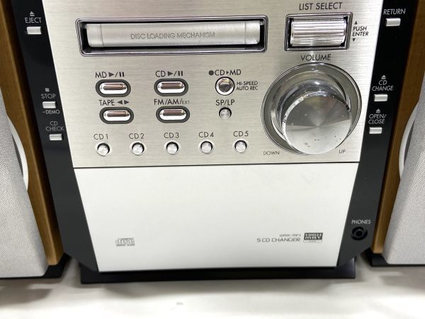 【C877】Panasonic パナソニック ミニコンポ CD MD カセット SA-PM700MD/SB-PM700 リモコン付き_画像3