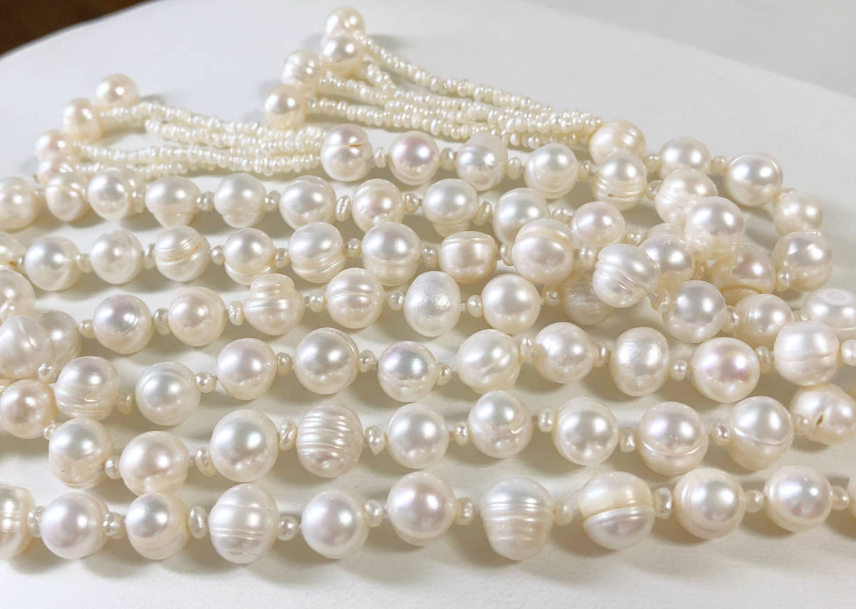  pearl layer 100%* natural fresh water pearl. lalieto necklace * white *130cm