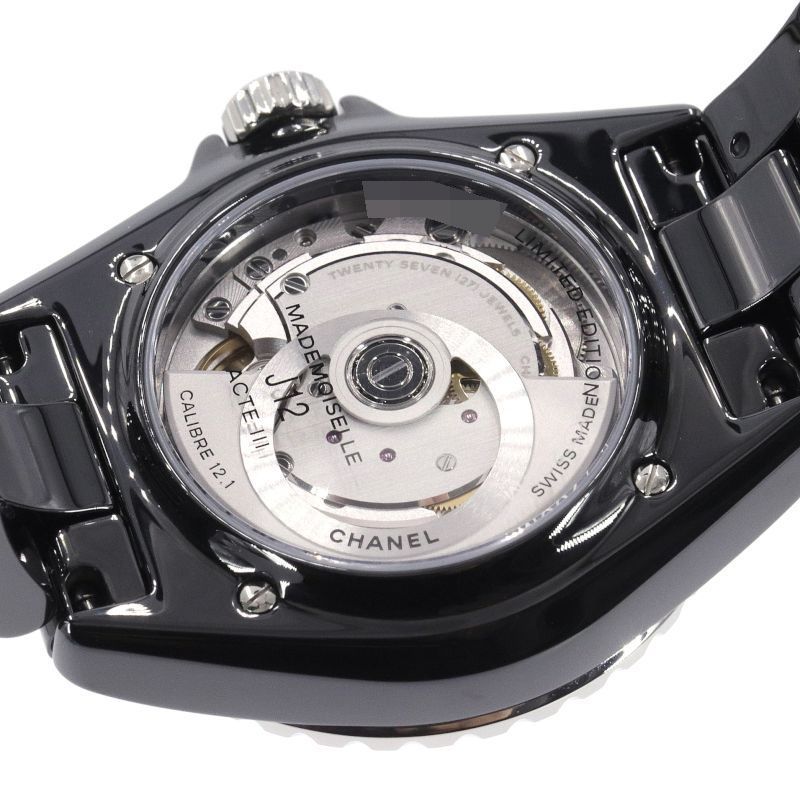 [3 year guarantee ] Chanel men's mado moa zeruJ12lapau The H7609 black ceramic reverse side skeleton limitated production self-winding watch wristwatch used free shipping 