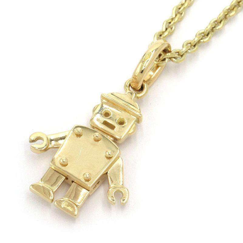 Ожерелье с помарато K18YG Робот Мотив желтый золотой подвеска для верхней цепи используется бесплатная доставка