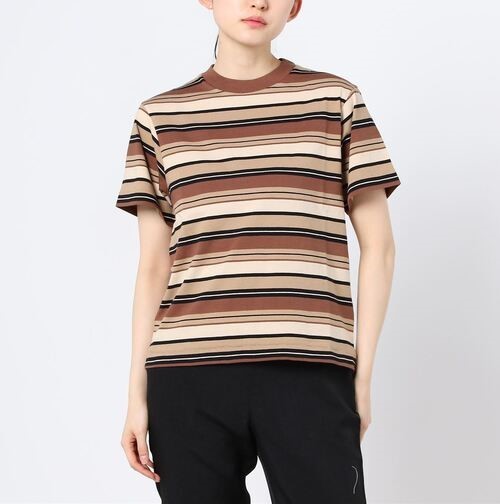 BEAMS BOY ビームスボーイ 21SS マルチボーダークルーネックショートスリーブTシャツ 13-04-0868-454 ONE SIZE ブラウン トップス g14532_画像3