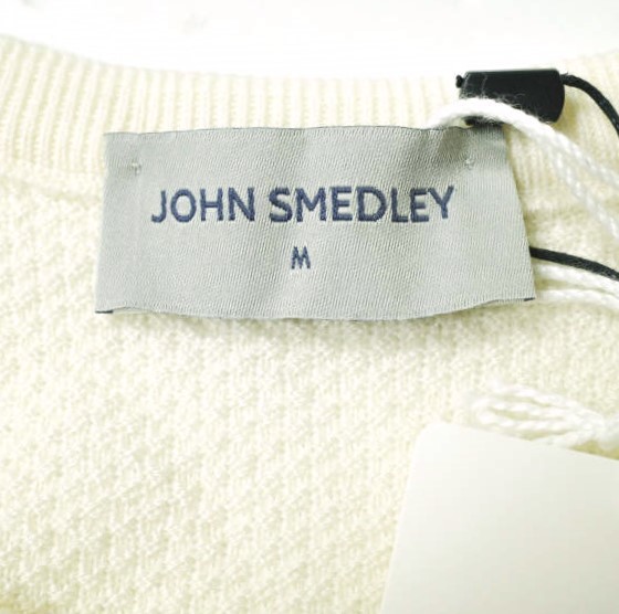 新品 JOHN SMEDLEY ジョンスメドレー 1SINGULAR 24ゲージウール ワッフルクルーネックニット M WINTER WHITE セーター ハニカム g15412_画像4