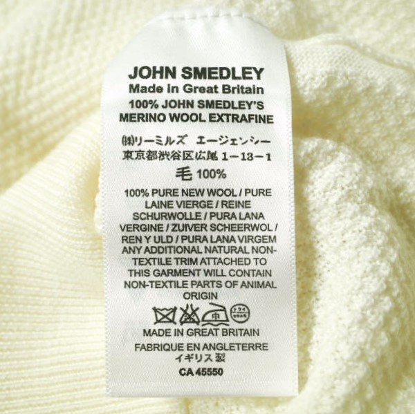 新品 JOHN SMEDLEY ジョンスメドレー 1SINGULAR 24ゲージウール ワッフルクルーネックニット M WINTER WHITE セーター ハニカム g15412_画像8