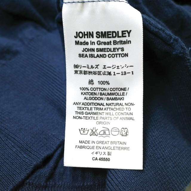 JOHN SMEDLEY ジョンスメドレー イギリス製 シーアイランドコットンクルーネックニット M ブルー セーター ハイゲージ プルオーバー g15404_画像7