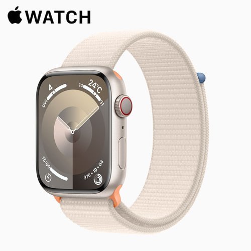 @【未使用品】 訳 SIMフリー Apple Watch Series 9 (GPS+Cellular) 45mm スターライトAlケース スポーツループ MRMA3J/A アップルウォッチ