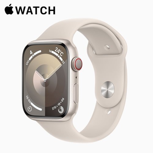 @【未使用品】訳 SIMフリー Apple Watch Series 9 (GPS+Cellular) 45mmスターライトAlケース スポーツバンドS/M MRM83J/A アップルウォッチ