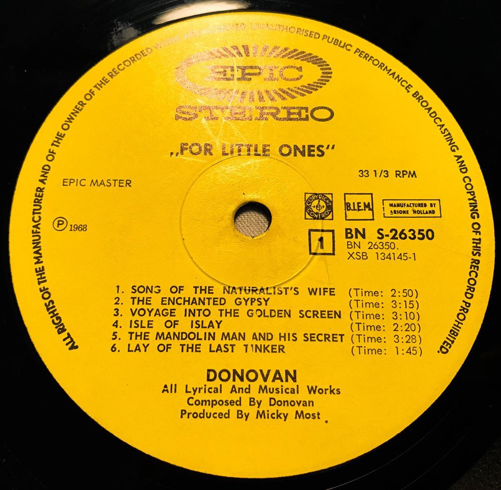 ◆68年 オランダORG◆ DONOVAN / FOR LITTLE ONES ◆コーティングジャケットの画像2