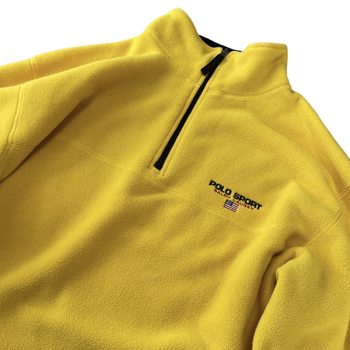 90's POLO Ralph Lauren POLO SPORT ラルフローレン　ポロスポーツ　ハーフジップフリース　黄色　イエロー　XLサイズ