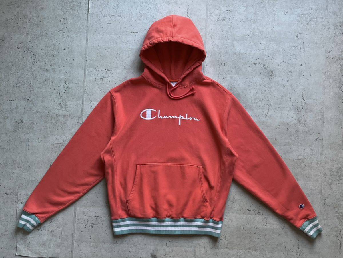 champion チャンピオン リバースウィーブ ワンポイントロゴ サーモンピンク L_画像2