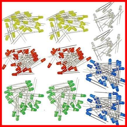 赤 青 白 緑 5色 5種類 黄 LED電子部品バッグ 発光ダイオード 各40個 LED 3mm 「国内配送」 200個 赤 青 白 緑_画像1