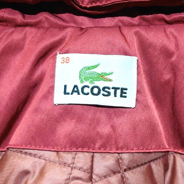 ラコステ　Lacoste　ナイロンコート　ロングコート　中綿　ダークレッド　38　レディース 【kk】_画像3