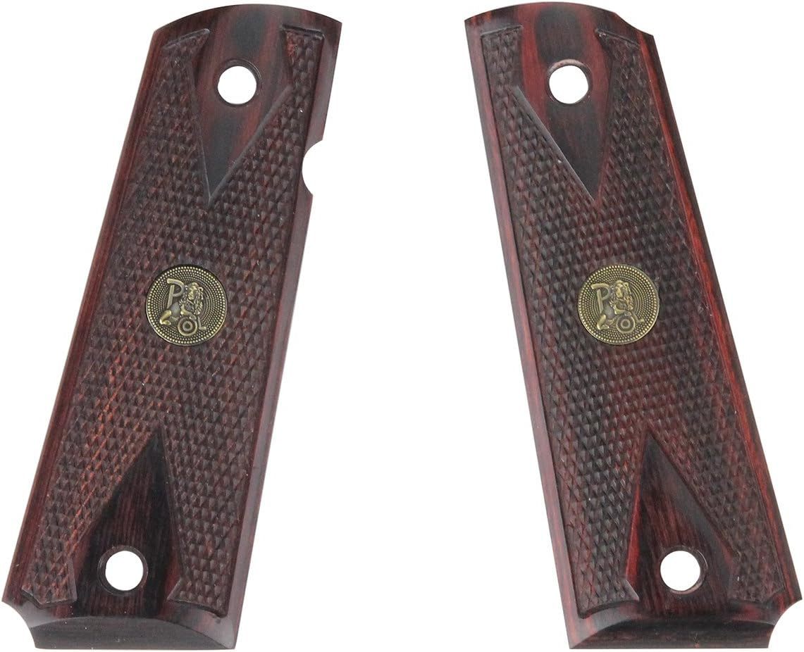 【新品】COLT1911 ガバメント用パックマイヤー WOOD LAMINATE PISTOL GRIPS 木製グリップ ダイヤチェッカー 赤グリップ_画像1