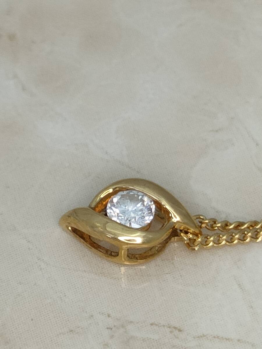 a972 K18yg ネックレス ダイヤモンド0.12ct チェーン40cmの画像2