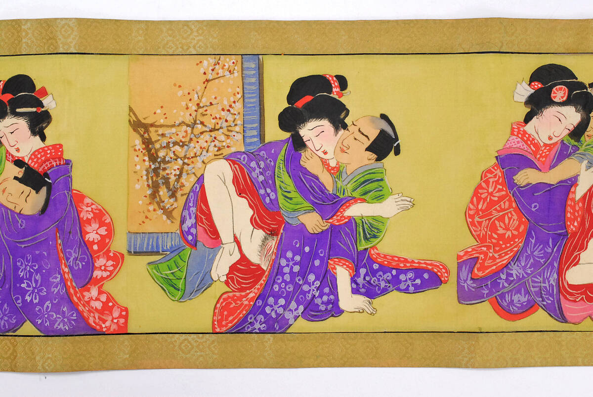 春画巻物 絹本 浮世絵 秘画 枕絵 ワ印 0312022-2 item details 春画巻物 絹本 浮世絵 秘画 枕絵 ワ印 0312022-2 item details