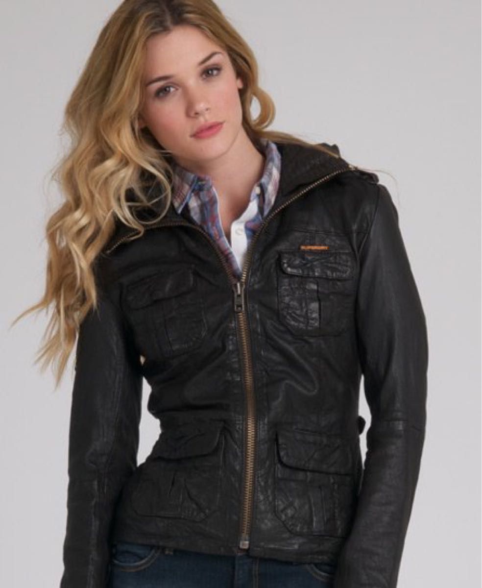 Superdry 極度乾燥 ベッカム着用モデル 二重襟 ジッパー レザー Superdry 極度乾燥 ベッカム着用モデル 二重襟 ジッパー レザー