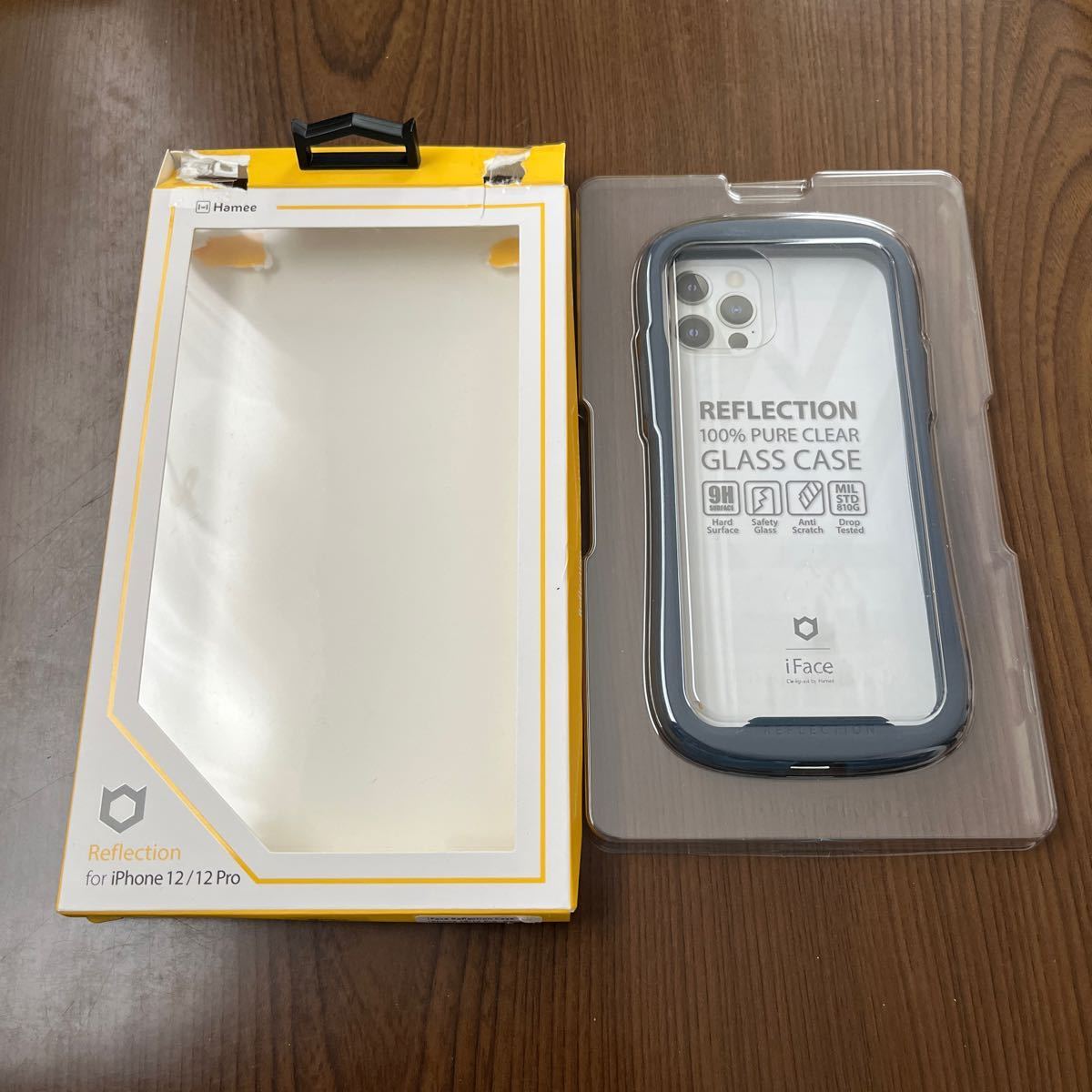 602p0215☆ iFace Reflection iPhone 12/12 Pro ケース クリア 強化ガラス (ネイビー)【アイフォン12 アイフォン12Pro 透明 カバー の画像1