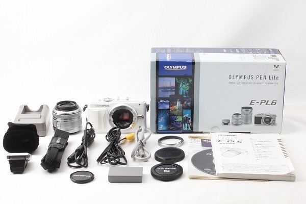 ◆超極上美品◆オリンパス OLYMPUS PEN Lite E-PL6 レンズキット ホワイト 僅か7009ショット 付属品完備 元箱◇M43877