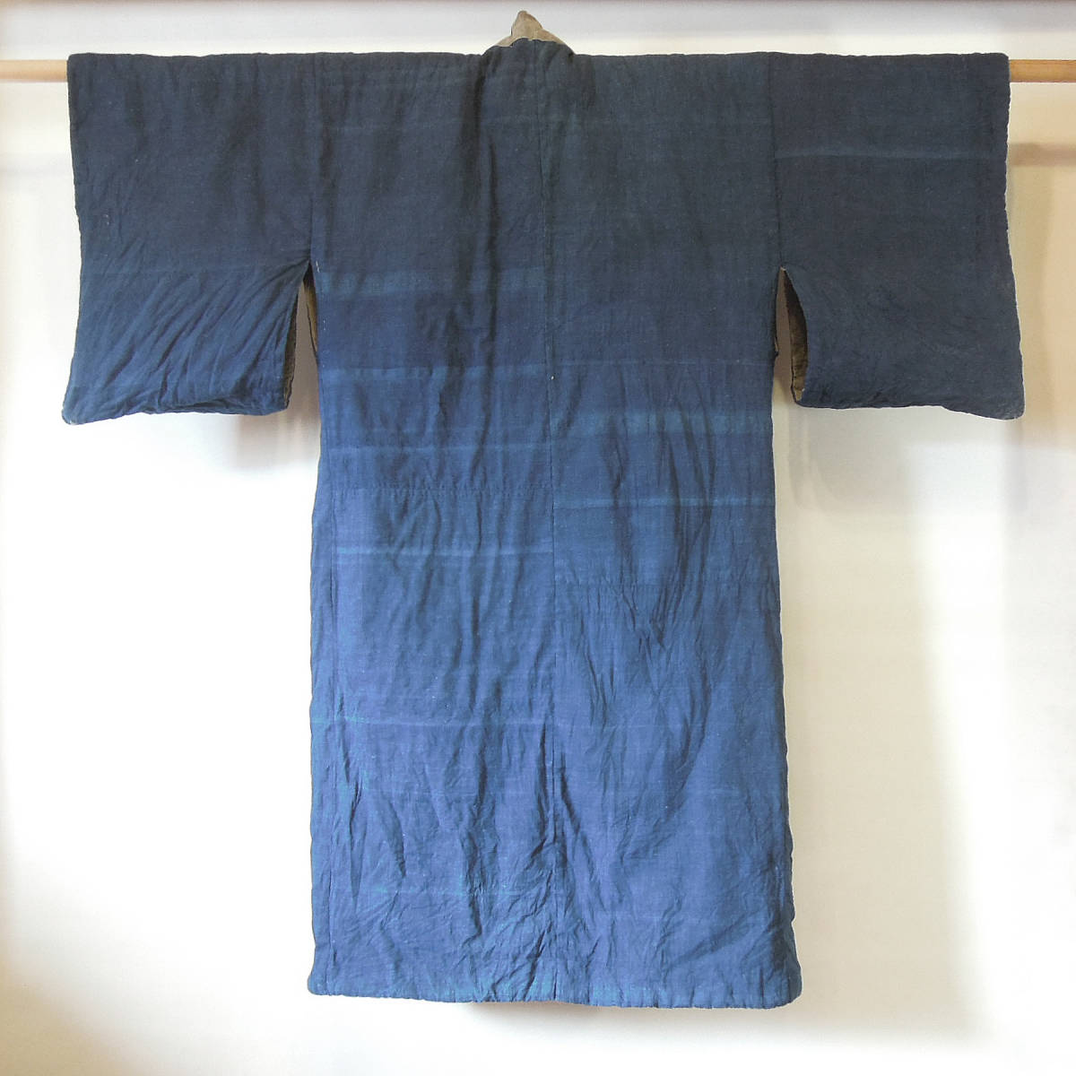 激シブ 襤褸 棉入り半纏 夜着 襦袢 ボロ スレ シルバーグレイ MENS L～LLsize BORO KIMONO VINTAGE _裏地